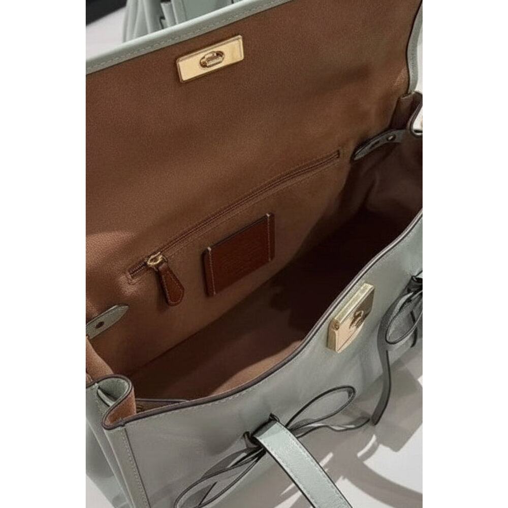 Coach Bridget Flap Shoulder Bag With Bows Light Pistachio Crinkle Leather CDY94 - Picture 13 of 16